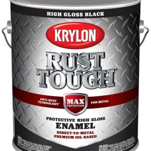 Krylon Rust Tough K09730008 Rust Preventative Paint, Gloss, Black, 1 gal, 400 sq-ft/gal Coverage Area