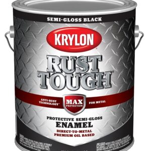 Krylon Rust Tough K09735008 Rust Preventative Paint, Semi-Gloss, Black, 1 gal, 400 sq-ft/gal Coverage Area