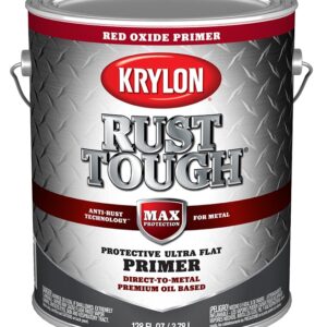 Krylon Rust Tough K09743008 Primer, Ultra Flat, Red Oxide/Rusty Metal, 1 gal