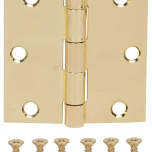 ProSource LR-705-PS Square Corner Door Hinge, Steel, Polished Brass, Loose Pin, 180 deg Range of Motion