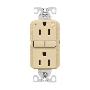 Eaton TWRGF15V Tamper and Weather-Resistant GFCI Receptacle, 125 V, 15 A, NEMA: NEMA 5-15R, Back, Side Wiring