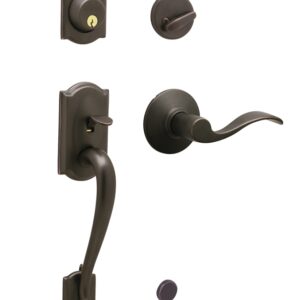 Schlage Camelot Series F60VCAM/ACC716 Combination Lockset, Mechanical Lock, Lever Handle, Wave Design, Aged Bronze