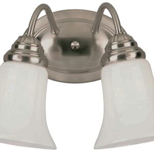 Westinghouse 6461700 Wall Light Fixture, 120 V, 2-Lamp, Incandescent, LED Lamp, Metal Fixture, Brushed Nickel Fixture