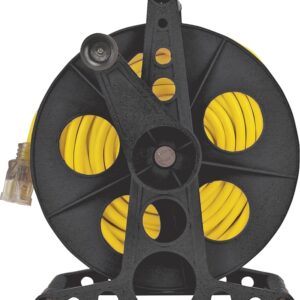 PowerZone ORCR3002 Cord Storage Reel with Stand, 100 ft L Cord, 16 AWG Wire, Black