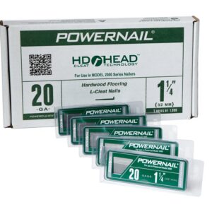 Powernail PowerCleats L125205 Floor Cleat, 1-1/4 in L, 20 ga, Carbon Steel, L-Shaped Head