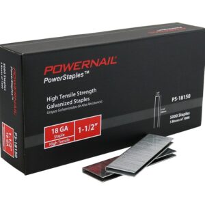 Powernail PowerStaples PS18150 Fine Wire Staple, 1/4 in W Crown, 1-1/2 in L Leg, 18 ga, Carbon Steel