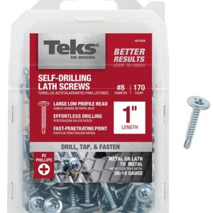 Teks 21528 Lath Screw, #8 Thread, 1.63 in L, Truss Head, Phillips Drive, Drill Point, Zinc