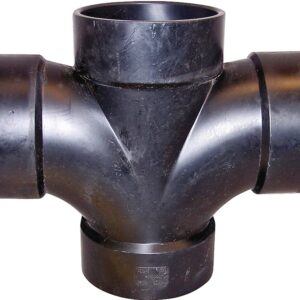 Canplas 102184BC Double Sanitary Cross, 3 in, Hub, ABS, Black