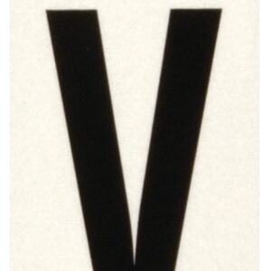 Hy-Ko RV-25/V Reflective Letter, 1-1/2 in W x 3 in H Dimensions, Character: V, 2 in H Character, Black Character, Vinyl