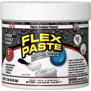 Flex Paste PFSWHTR16 Rubberized Adhesive, White, 1 lb, Jar