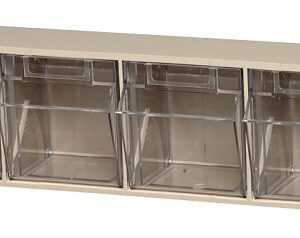 Quantum Storage Systems RQTB306IV Tip Out Bin, 3-5/8 in L, 23-5/8 in W, 4-1/2 in H, 6-Compartment, Polystyrene, Ivory