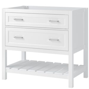 Craft + Main Lawson Series LSWV3622D Vanity Cabinet, 36 in W Cabinet, 21-1/2 in D Cabinet, 34 in H Cabinet, Wood, White