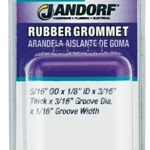 Jandorf 61500 Grommet, 1/8 in ID, 5/16 in OD, Rubber, Black, 3/16 in Thick Panel