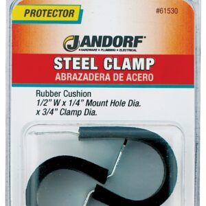 Jandorf 61530 Cushion Clamp, 3/4 in Max Bundle Dia, 1/2 in W, Rubber/Steel, Black