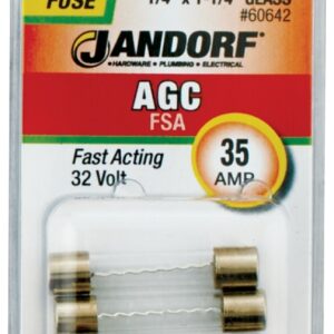 Jandorf 60642 Fast Acting Fuse, 35 A, 32 V, 70 A Interrupt, Glass Body