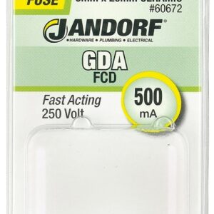 Jandorf 60672 Fast Acting Fuse, 0.46 Ohm, 500 mA, 250 V, 1500 A Interrupt, Ceramic Body