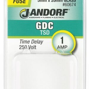 Jandorf 60674 Series Time Delay Fuse, 0.07 Ohm, 1 A, 250 V, 35 A Interrupt, Glass Body