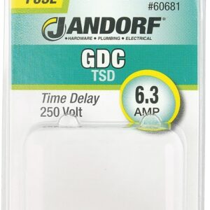 Jandorf 60681 Time Delay Fuse, 0.007 Ohm, 6.3 A, 250 V, 63 A Interrupt, Glass Body, 5 mm Dia