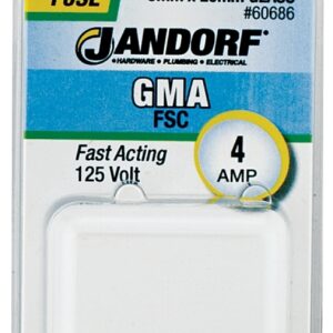 Jandorf 60686 Fast Acting Fuse, 4 A, 125 V, 10 kA Interrupt, Glass Body