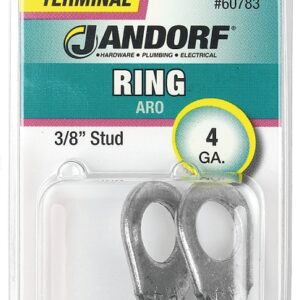 Jandorf 60783 Ring Terminal, 4 AWG Wire, 3/8 in Stud