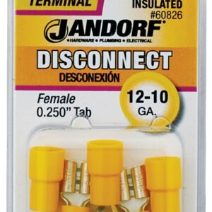 Jandorf 60826 Disconnect Terminal, 12 to 10 AWG Wire, Vinyl Insulation, Copper Contact