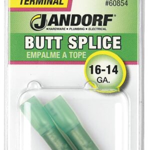 Jandorf 60854 Butt Splice Connector, 16 to 14 AWG Wire, Copper Contact, Green
