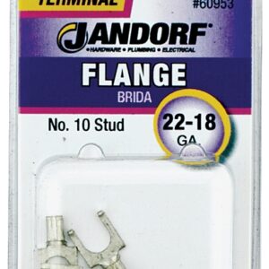 Jandorf 60953 Spade Terminal, 22 to 18 AWG Wire, #10 Stud, Copper Contact