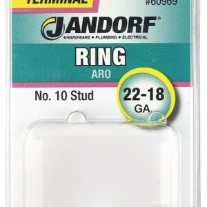 Jandorf 60969 Ring Terminal, 22 to 18 AWG Wire, #10 Stud, Copper Contact