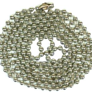 Jandorf 94991 Beaded Chain with Connector, 3 ft L, Steel, Nickel