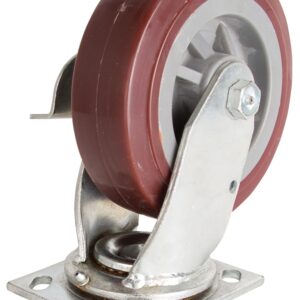 ProSource JC-P06 Swivel Caster, 6 in Dia Wheel, 2 in W Wheel, PU Wheel, Gray, 500 lb, Steel Housing Material