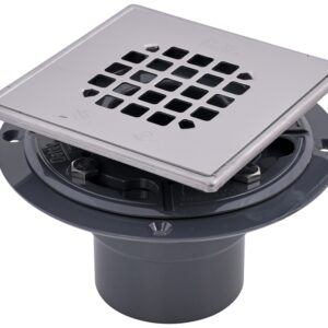 Oatey 42264 Shower Drain Tile Base, PVC, Polished Stainless Steel, For: 2 in, 3 in Pipes