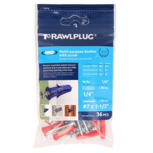 Rawlplug R-S0-UNO1/4+7-2 Drywall Anchor, 28 mm L, Nylon, 20 to 160 lb