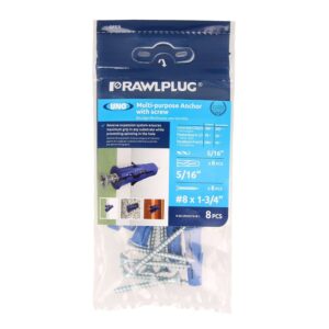 Rawlplug Rawl Uno Series R-S0-UNO5/16+8-1 Multi-Purpose Anchor, 16 mm Thread, 1-1/2 in L, Polypropylene