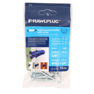 Rawlplug Rawl Uno Series R-S0-UNO3/8+10-1 Multi-Purpose Anchor, 16 mm Thread, 1 in L, Polypropylene