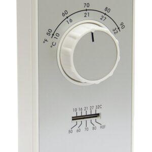 TPI ET9 ET9STS Line Voltage Thermostat, 20/277 VAC, 22 A, 2 deg F Differential, 50 to 90 deg F Control, White
