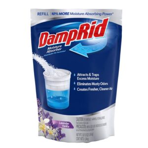 DampRid FG30LVSB Moisture Absorber Refill, 44 oz, Bag, Solid, Lavender Vanilla