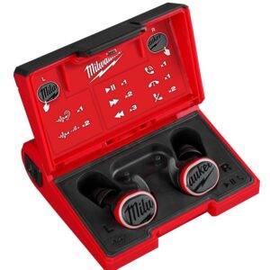 Milwaukee 2191-21 Jobsite Ear Buds, 125 Hz to 8 kHz, 5.1 Bluetooth, Lithium Battery, 55 ft Wireless Range