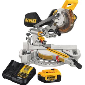DEWALT DCS361M1 Sliding Miter Saw, Battery, 7-1/4 in Dia Blade, 3750 rpm Speed, 45 deg Max Miter Angle