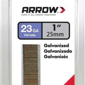 Arrow 23G25-1K Pin Nail, 1 in L, 23 Gauge, Galvanized Steel, Round Shank
