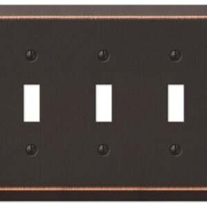 Amerelle Century 163TTTDB Wallplate, 4-15/16 in L, 6-1/2 in W, 3 -Gang, Steel, Aged Bronze