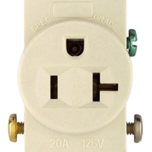 Eaton Wiring Devices 1877LA Single Receptacle, 2 -Pole, 125 VAC, 20 A, Side Wiring, NEMA: NEMA 5-20R, Light Almond