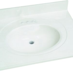 Foremost WW-2231 Vanity Top, 31 in OAL, 22 in OAW, Marble, White, Countertop Edge