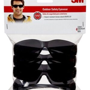 3M 90835-00000B Safety Eyewear, Scratch-Resistant Lens, Polycarbonate Lens, Wraparound Frame, Plastic Frame, Gray Frame