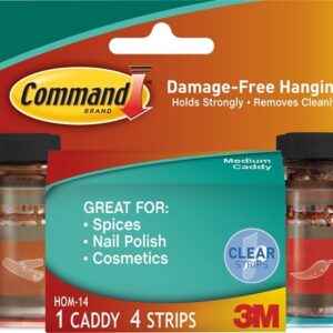 Command HOM-14 Medium Caddy, 2 lb Capacity, Plastic, Clear