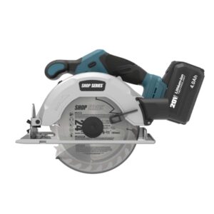 ShopSeries SS2827 Cordless Circular Saw, Battery Included, 20 V, 4 Ah, 6-1/2 in Dia Blade, 0 to 50 deg Bevel