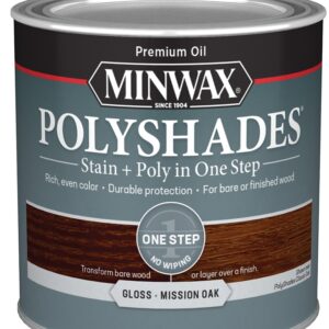 Minwax 214854444 Waterbased Polyurethane Stain, Gloss, Liquid, Mission Oak, 0.5 pt, Can