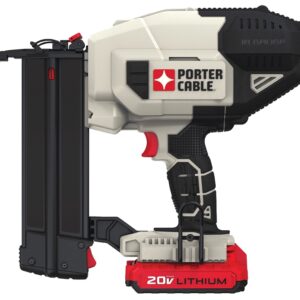 Porter-Cable PCC790LA Nailer Kit, Battery Included, 20 V, 2 Ah, 100 Magazine, Glue Collation, 18 ga Nail, Nail Fastener