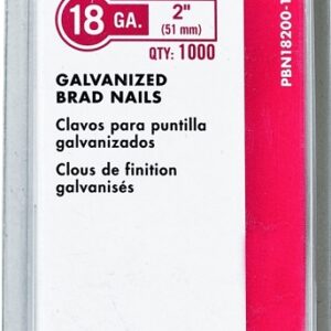 Porter-Cable PBN18200-1 Series Nail, Glue Collation, 2 in L, 18 ga Gauge, Steel, Galvanized, Brad Head, 1000/PK