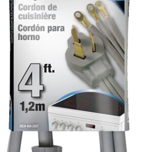 PowerZone ORR628104 Power Supply Range Cord, 6 8 AWG Cable, 4 ft L, 50 A, 250 V, Gray