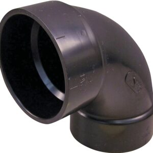 Canplas 102253LBC Sanitary Pipe Elbow, 3 in, Hub, 90 deg Angle, ABS, Black
